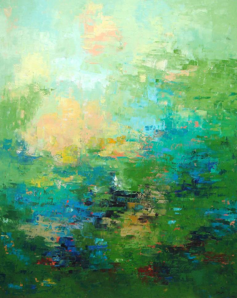 Green Colos (1159-40F) Painting by Saroja La Colorista | Saatchi Art