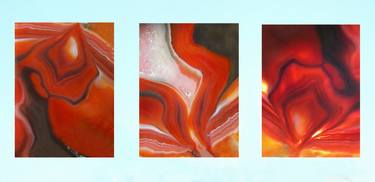 "Red Fantasy" , triptych ,Agate stone thumb