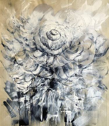 Big Blue Flower - large floral painting on canvas thumb