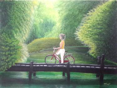 Print of Impressionism Bicycle Paintings by Sunpit Sujirapan
