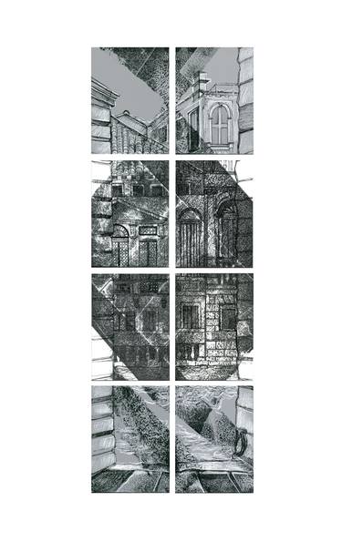 Original Figurative Architecture Drawings by Julia Rockina