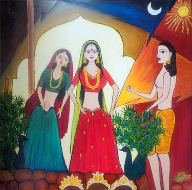 Original Surrealism Religious Painting by Varsha Vaish