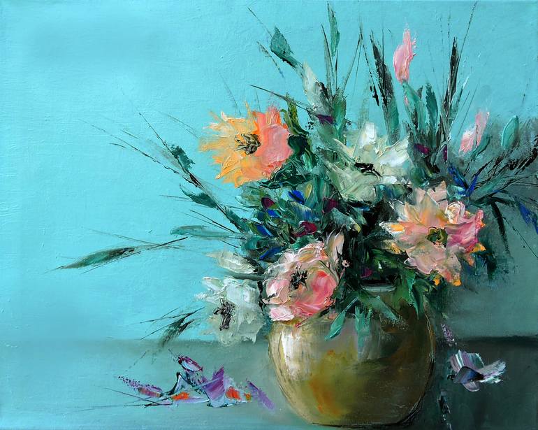 Original Impressionism Floral Painting by Lannie Bee