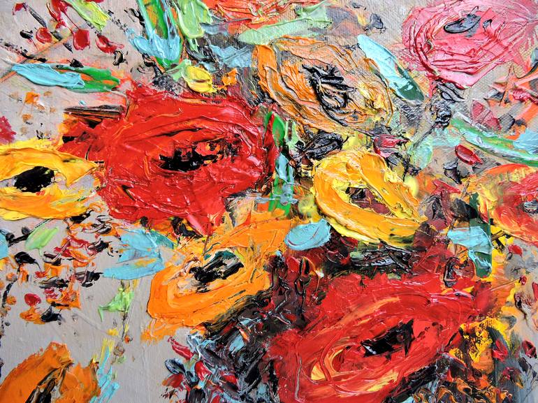 Original Abstract Expressionism Floral Painting by Lannie Bee