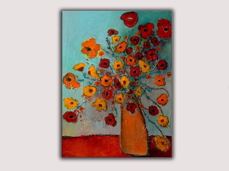 Original Abstract Floral Painting by Lannie Bee