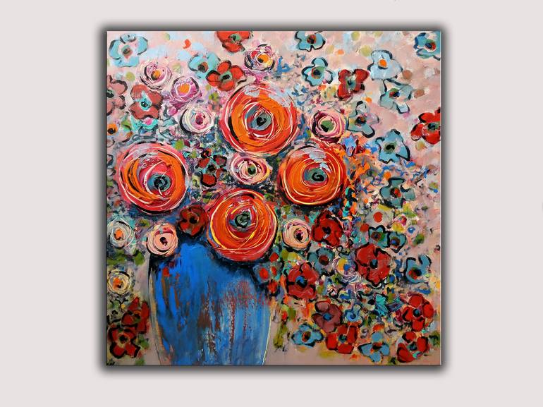 Original Abstract Floral Painting by Lannie Bee