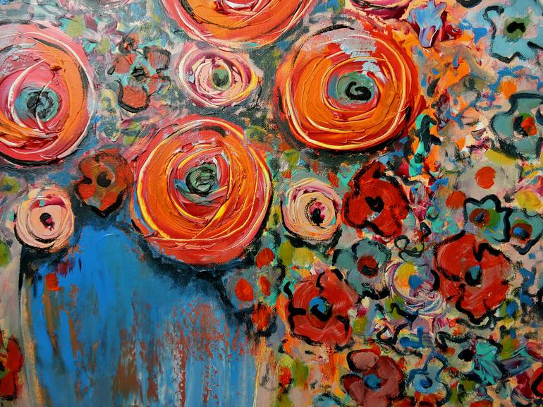 Original Abstract Floral Painting by Lannie Bee