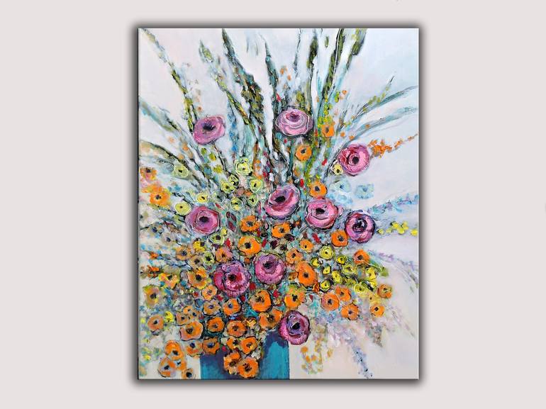 Original Impressionism Floral Painting by Lannie Bee