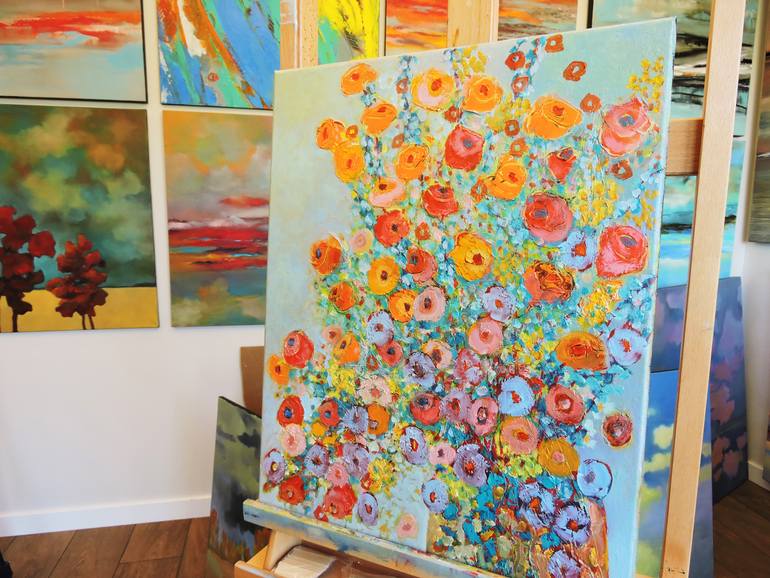 Original Expressionism Floral Painting by Lannie Bee