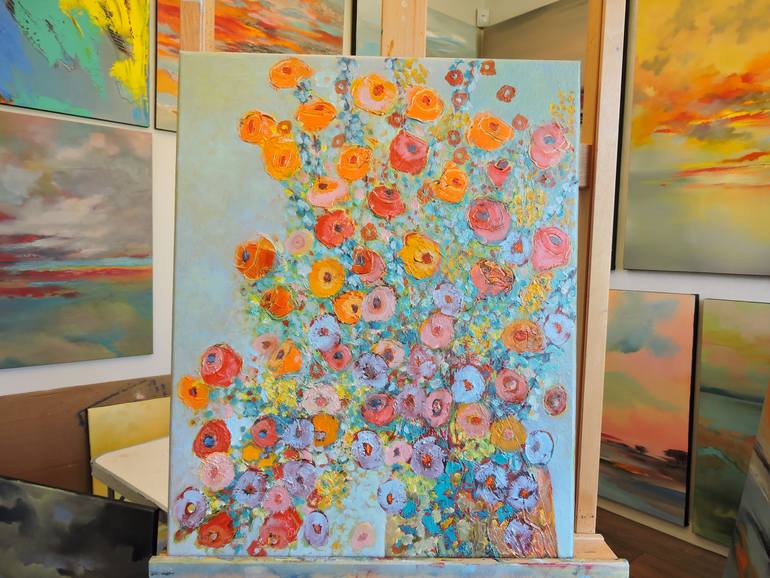 Original Expressionism Floral Painting by Lannie Bee