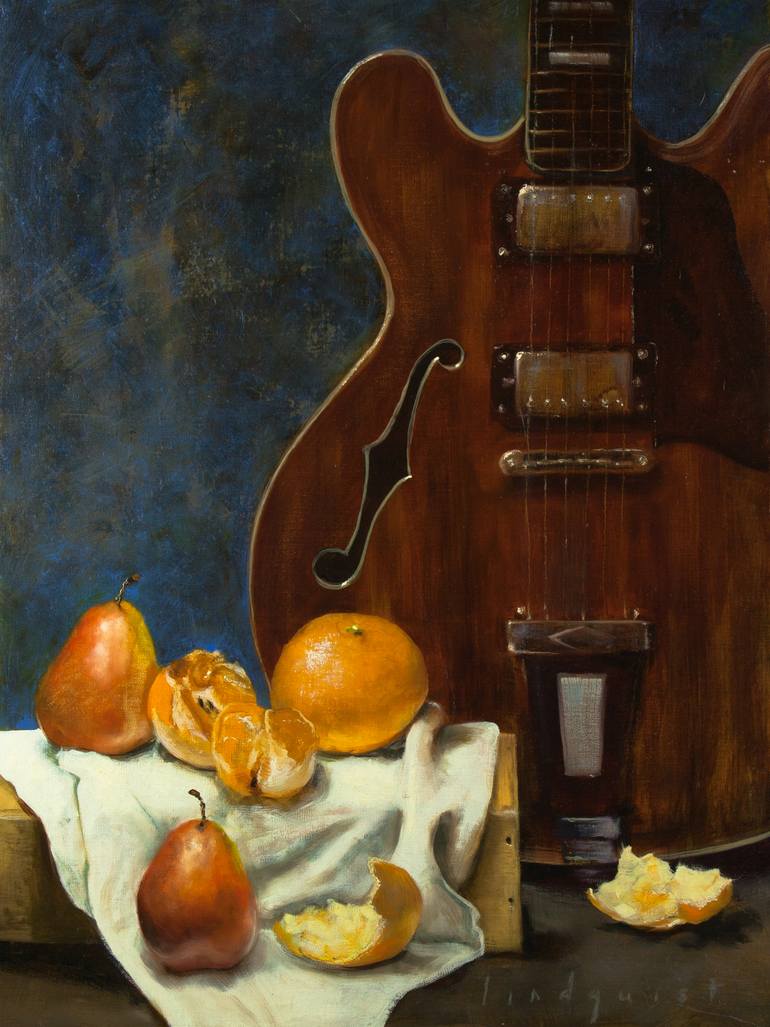 Still Life with Guitar Painting by Randy Lindquist | Saatchi Art