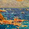 it is worth giving up on some sleep, wake up early and make an effort to get out to enjoy the first glitter!
This work is in stretched canvas, sides painted black and ready to hang.
The paint is lusciously thick that was played around with a palette knife.