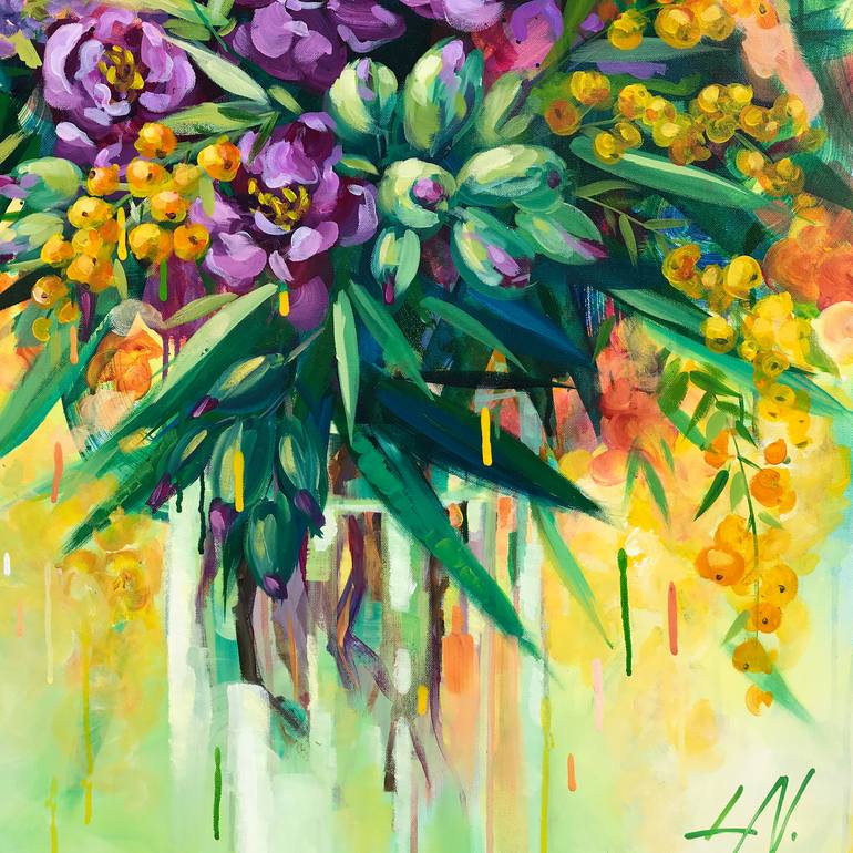 Original Expressionism Floral Painting by Lily Nova