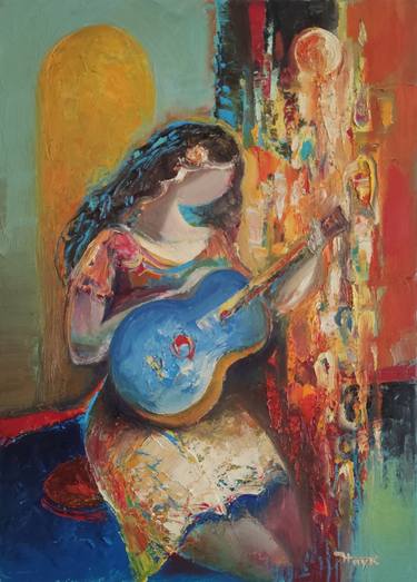 Hayk Miqayelyan/Guitarist(30x40cm, oil painting, modern art ) thumb