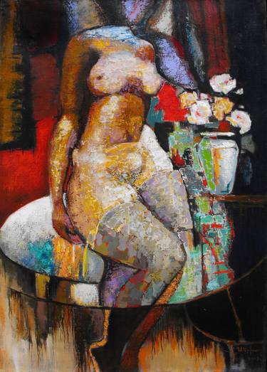 Saatchi Art Artist Narinart Armgallery; Paintings, “Sergey Khachatryan/Nude figure(90x60cm, oil/canvas)” #art