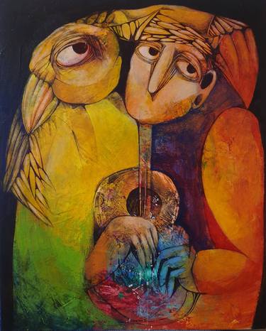 Liana Asatryan/The musician and the bird (Acrylic painting ) thumb