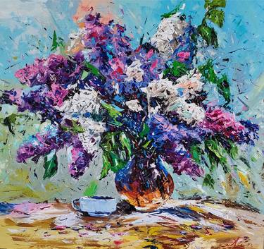 Still Life with Lilac Painting  Giochimo Galbusera Oil Paintings