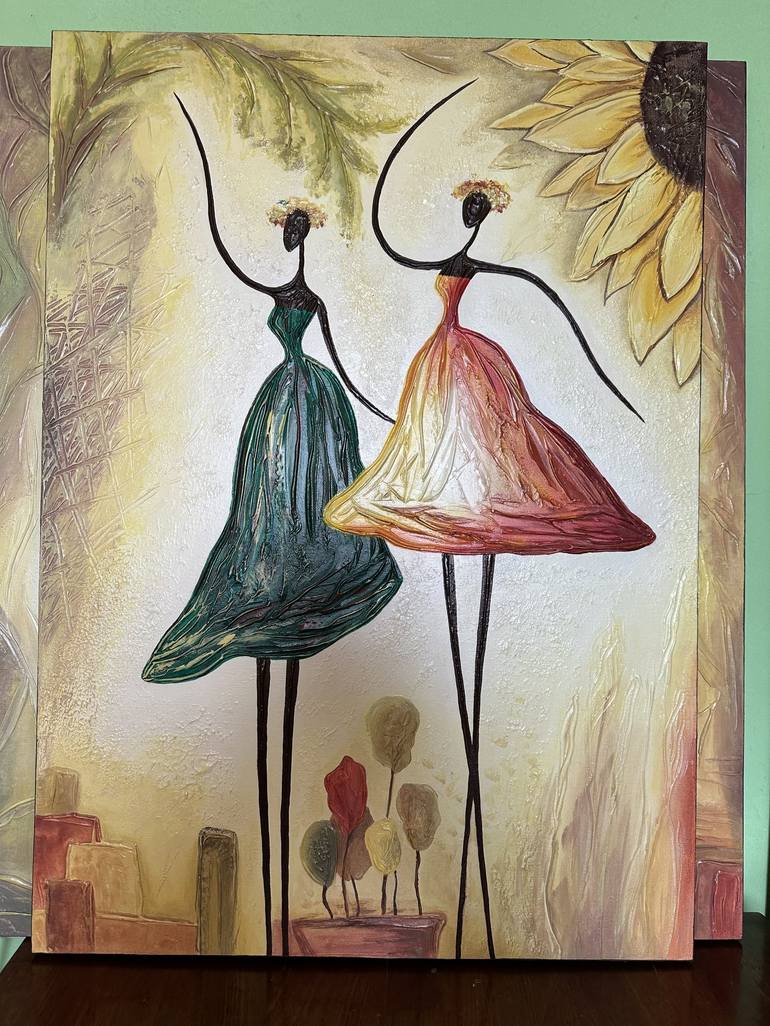 Narine VardanyanBallerinas(30x70 50x70 30x70cm, mixed media ) Painting by  Narinart Armgallery | Saatchi Art