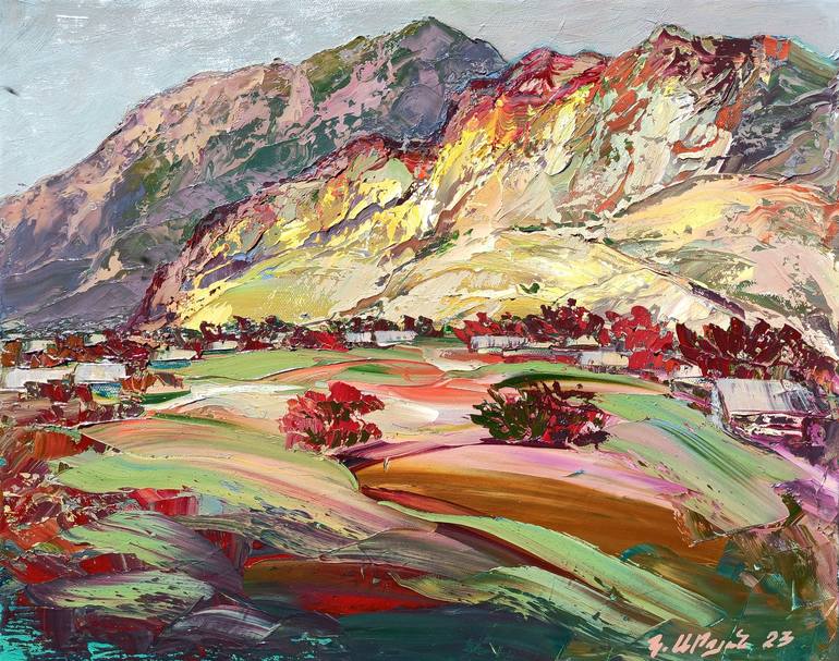 KAMO ATOYAN/TEXTURED MOUNTAINS (40X50CM, OIL PAINTING) Painting by Narinart  Armgallery