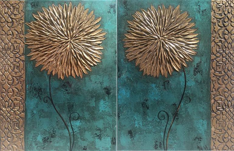 Original Art Deco Floral Painting by Narinart Armgallery
