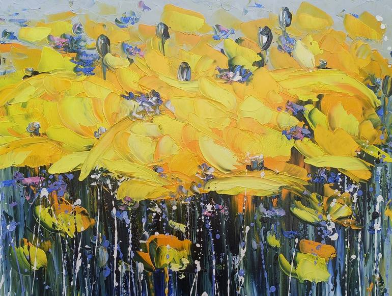 Original Abstract Floral Painting by Narinart Armgallery