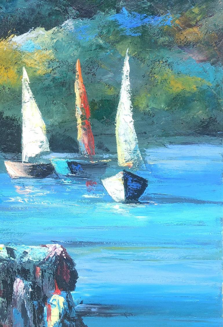 Original Impressionism Boat Painting by Narinart Armgallery