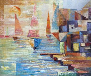 Original Abstract Boat Paintings by Narinart Armgallery