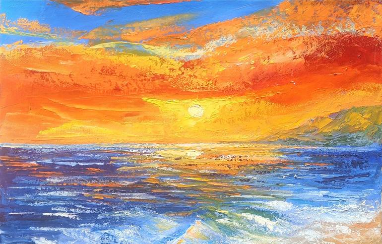 Original Impressionism Seascape Painting by Narinart Armgallery