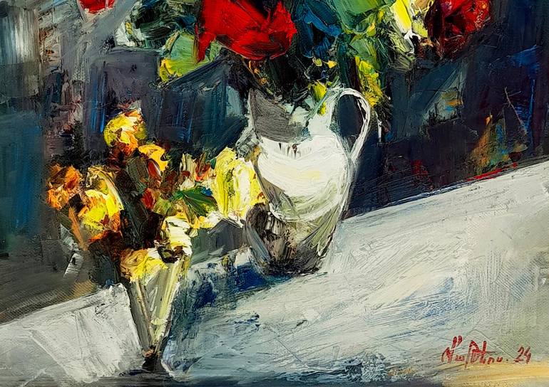 Original Abstract Floral Painting by Narinart Armgallery