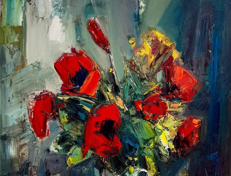 Original Abstract Floral Painting by Narinart Armgallery