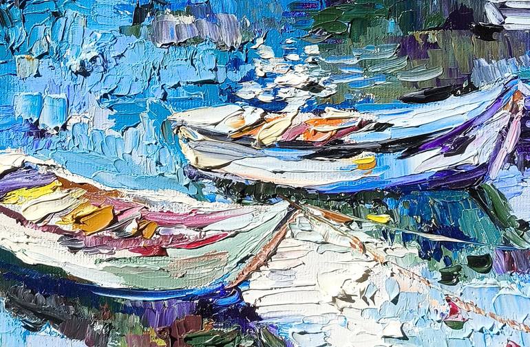 Original Impressionism Boat Painting by Narinart Armgallery