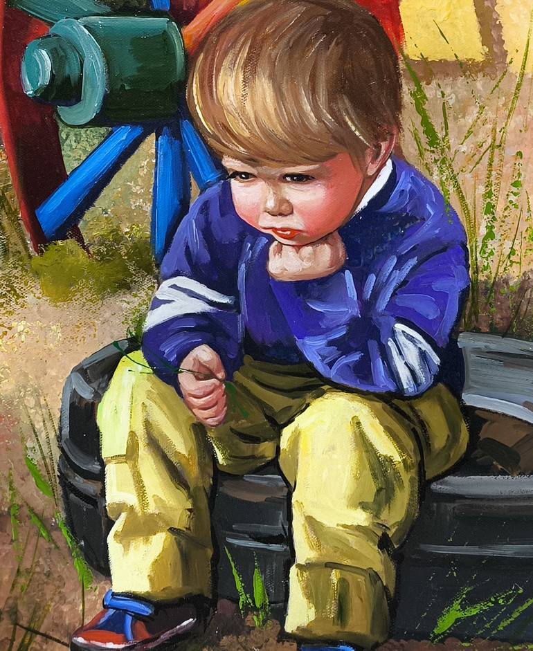 Original Impressionism Children Painting by Narinart Armgallery