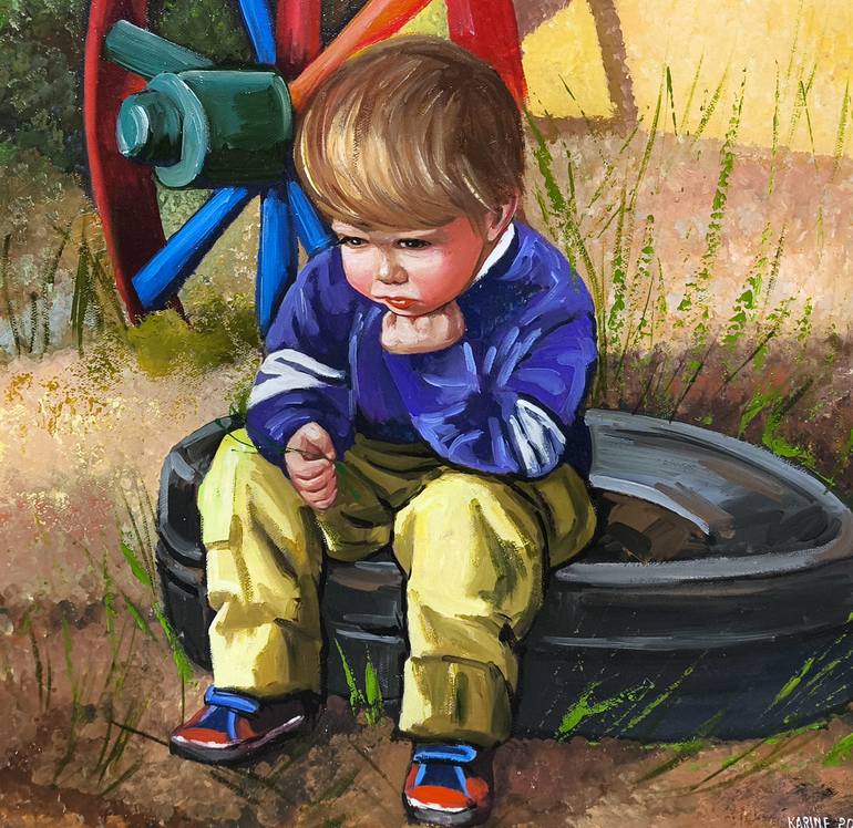 Original Impressionism Children Painting by Narinart Armgallery