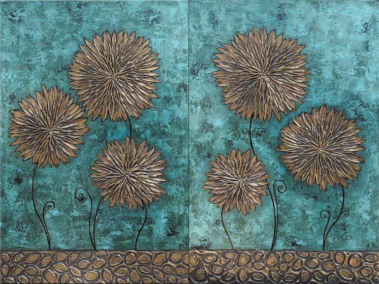 Original Art Deco Floral Paintings by Narinart Armgallery
