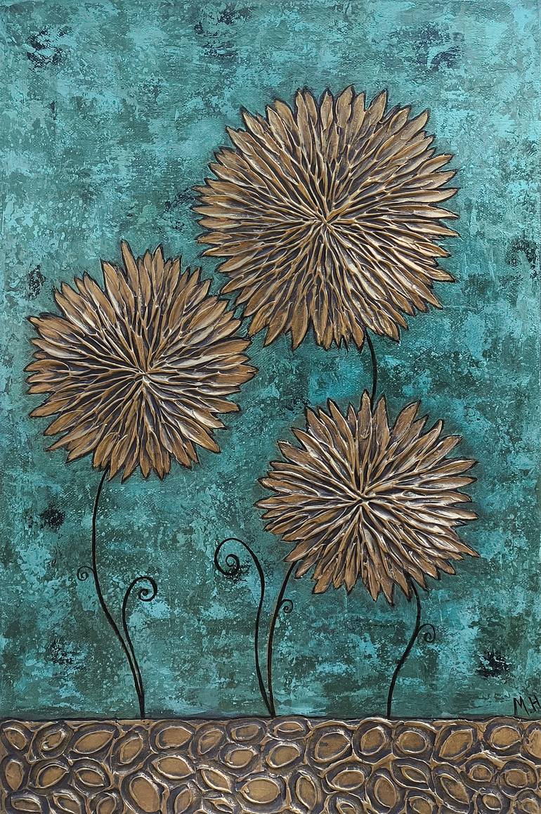 Original Art Deco Floral Painting by Narinart Armgallery