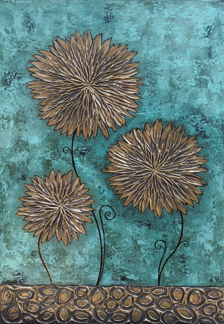 Original Art Deco Floral Painting by Narinart Armgallery