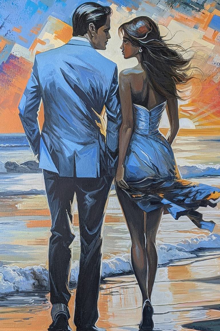 Original Impressionism Beach Painting by Narinart Armgallery