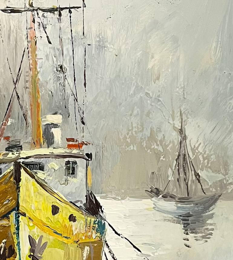 Original Impressionism Boat Painting by Narinart Armgallery
