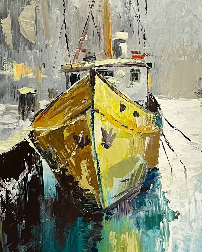 Original Impressionism Boat Painting by Narinart Armgallery
