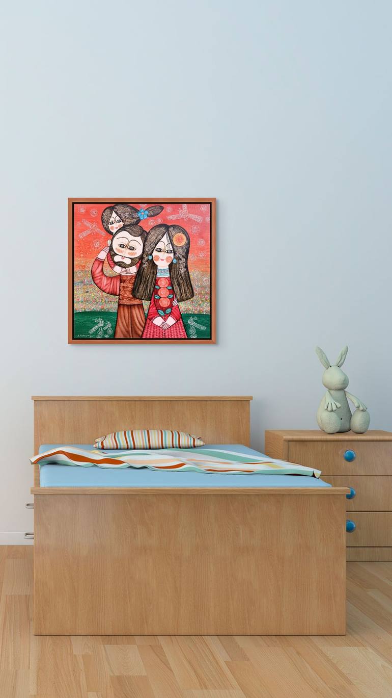 Original Folk Family Painting by Narinart Armgallery