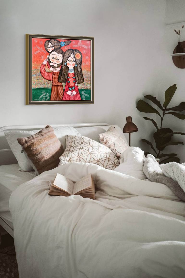 Original Folk Family Painting by Narinart Armgallery