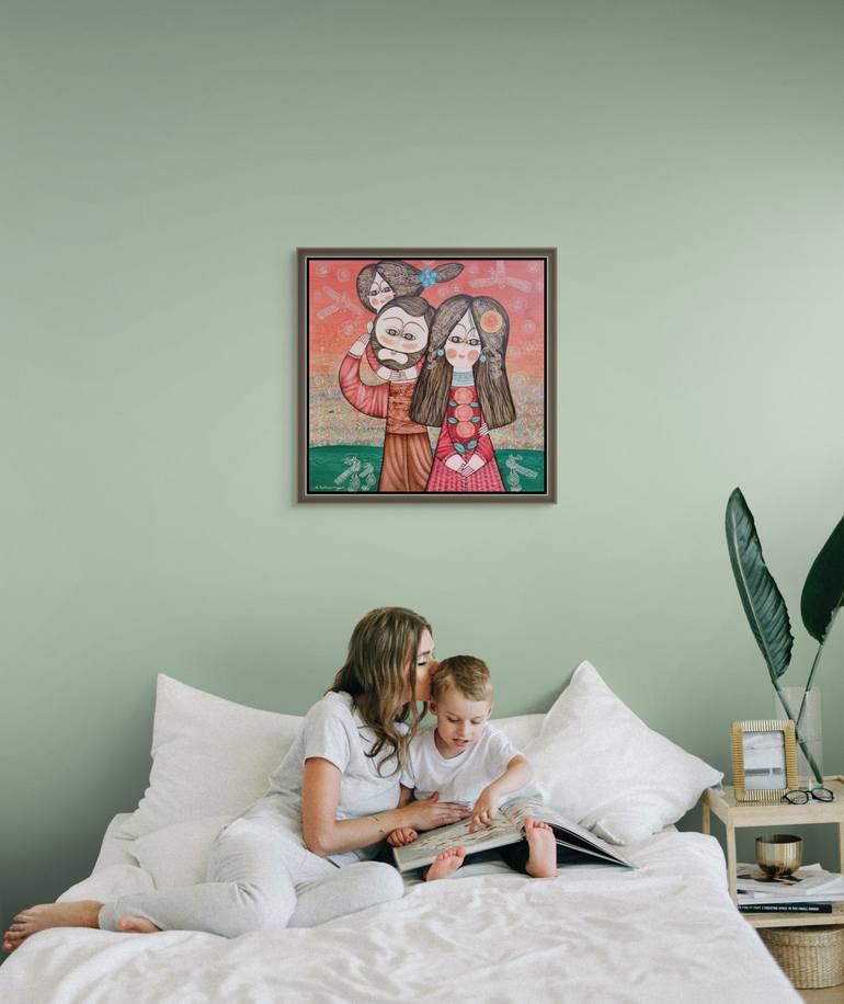 Original Folk Family Painting by Narinart Armgallery