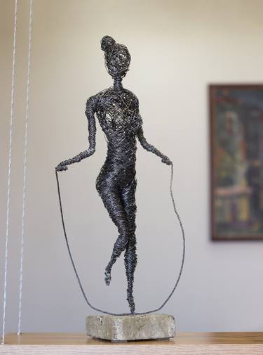 Karen Axikyan/Girl with skipping rope 47x23x10 2kg iron, concrete thumb
