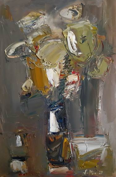 Mateos Sargsyan/Still life-abstract flowers, 33x50cm, oil painting, palette knife thumb