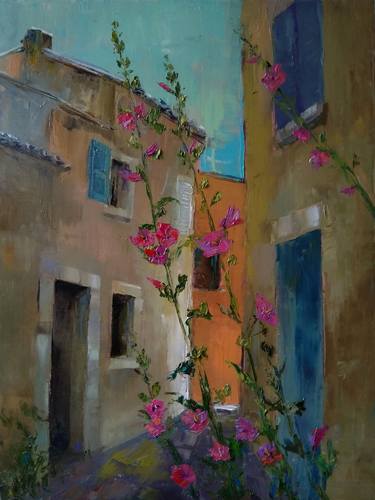 Kamsar Ohanyan/Alley (58x78cm, oil painting, impressionistic, ready to hang) thumb