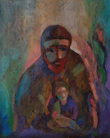 Kamsar Ohanyan/Grandson and grandfather (40x50cm, oil paper, ready to hang) thumb