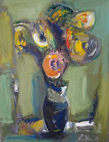Mateos Sargsyan/Abstract flowers in vase (30x40cm, oil painting, palette knife) thumb
