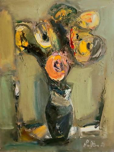 Mateos Sargsyan/Abstract flowers in vase-2 (30x40cm, oil painting, palette knife) thumb