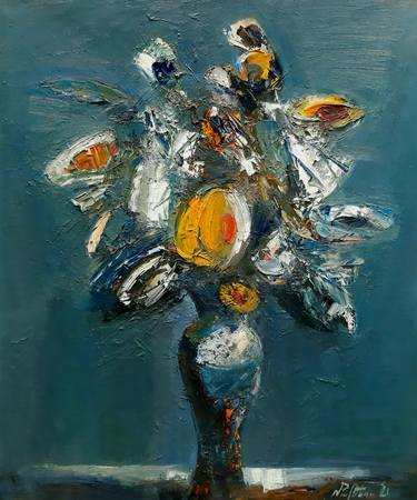 Mateos Sargsyan/Abstract flowers in vase-3 (50x60cm, oil painting, palette knife) thumb