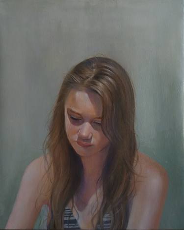 Kamsar Ohanyan/Beautiful girl (36x44cm, oil/canvas, impressionistic figure) thumb